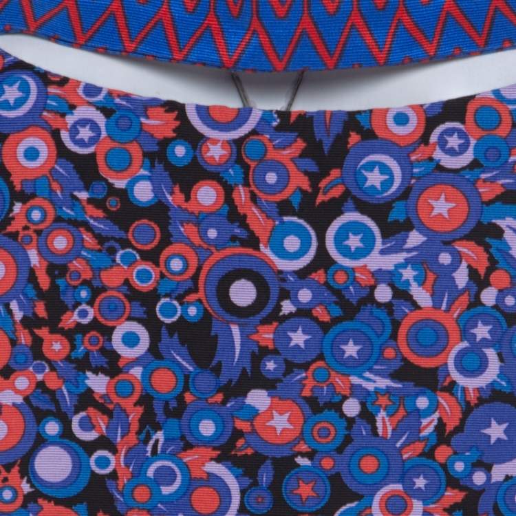 Pre Owned Versus Versace Multicolor Textured Cotton Abstract Printed Dress M 