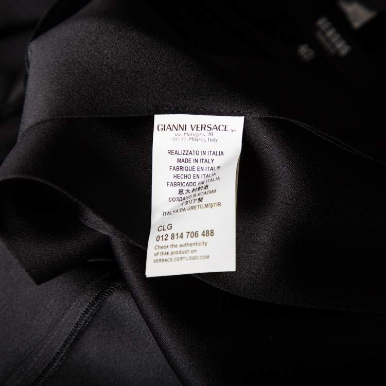 Pre Owned Versus Versace Black Crepe Button Detail Pleated Maxi Skirt S