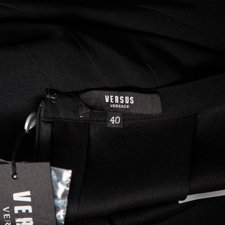 Pre Owned Versus Versace Black Crepe Button Detail Pleated Maxi Skirt S