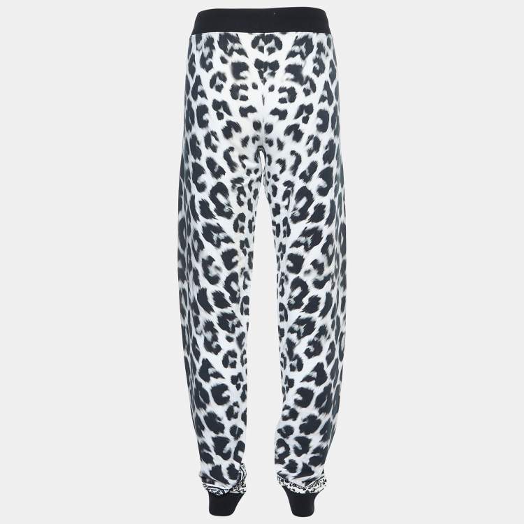 Pre Owned Versus Versace White Leopard Print Leggings S