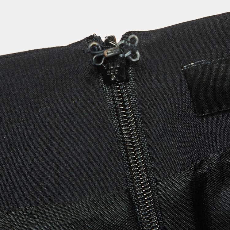 Pre Owned Versus Versace Black Crepe Logo Safety Pin Mini Skirt S