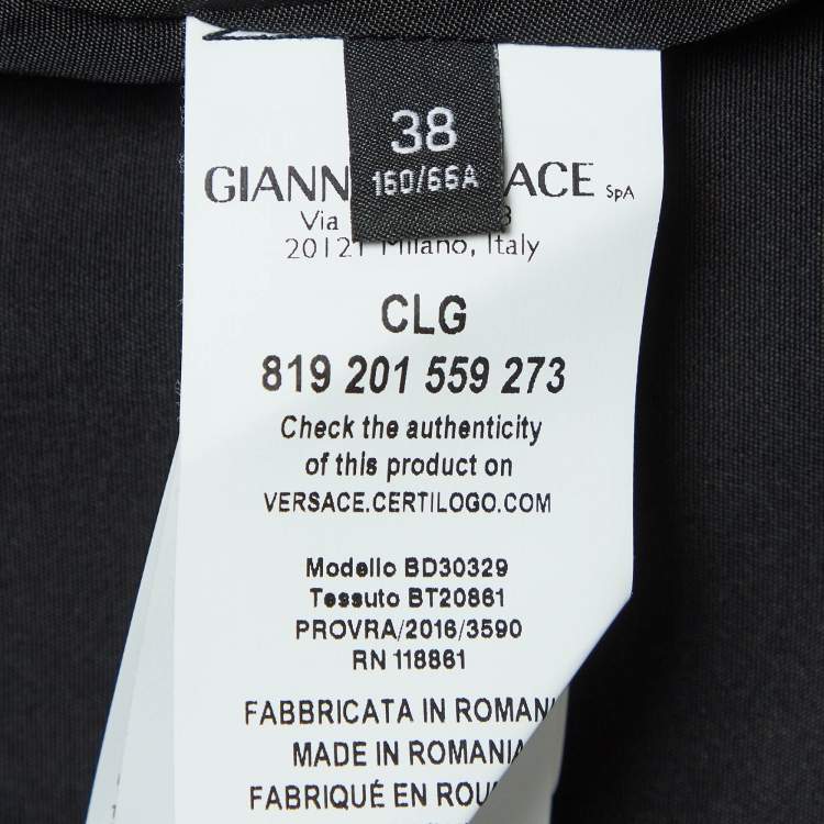Pre Owned Versus Versace Black Crepe Logo Safety Pin Mini Skirt S