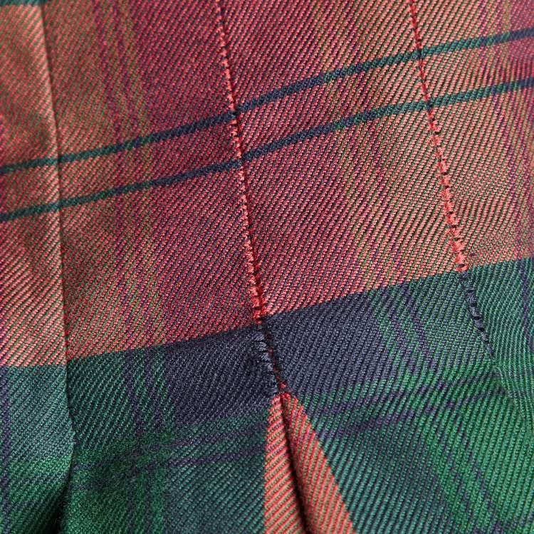 Pre Owned Versus Versace Red Plaid Maxi Skirt L