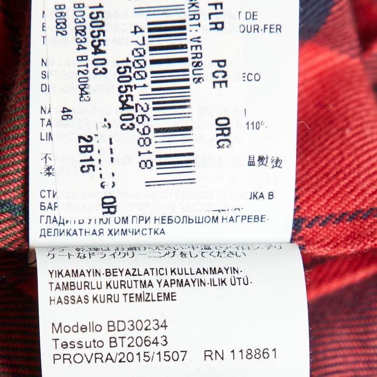 Pre Owned Versus Versace Red Plaid Maxi Skirt L