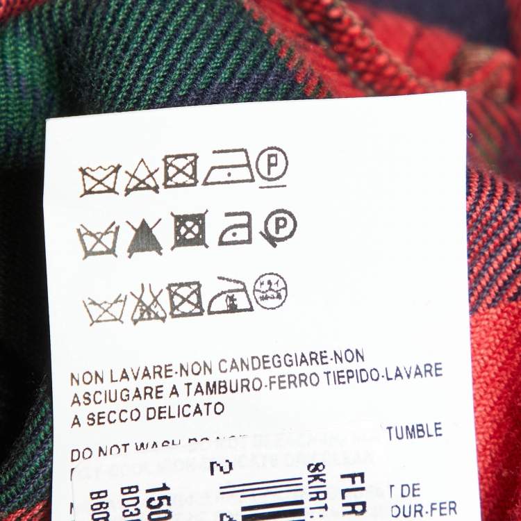 Pre Owned Versus Versace Red Plaid Maxi Skirt L