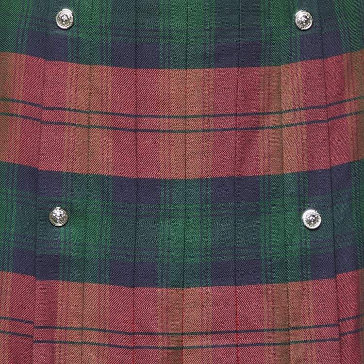 Pre Owned Versus Versace Red Plaid Maxi Skirt L