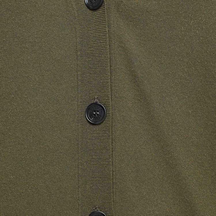 Pre Owned Versus Versace Green Jersey Pin Detailed Cardigan M