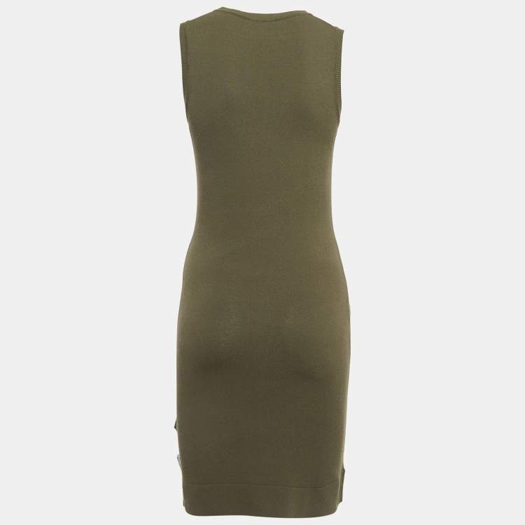 Pre Owned Versus Versace Green Knit Pin Detail Mini Dress XS