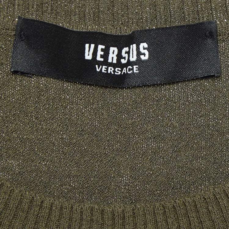 Pre Owned Versus Versace Green Knit Pin Detail Mini Dress XS