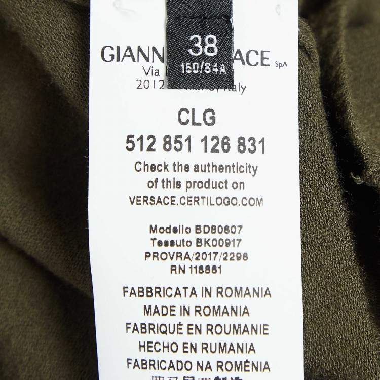 Pre Owned Versus Versace Green Knit Pin Detail Mini Dress XS