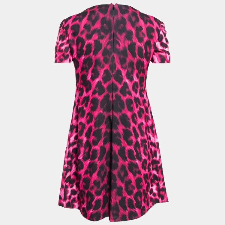Pre Owned Versus Versace Pink Animal Print Zip Detail Mini Dress M