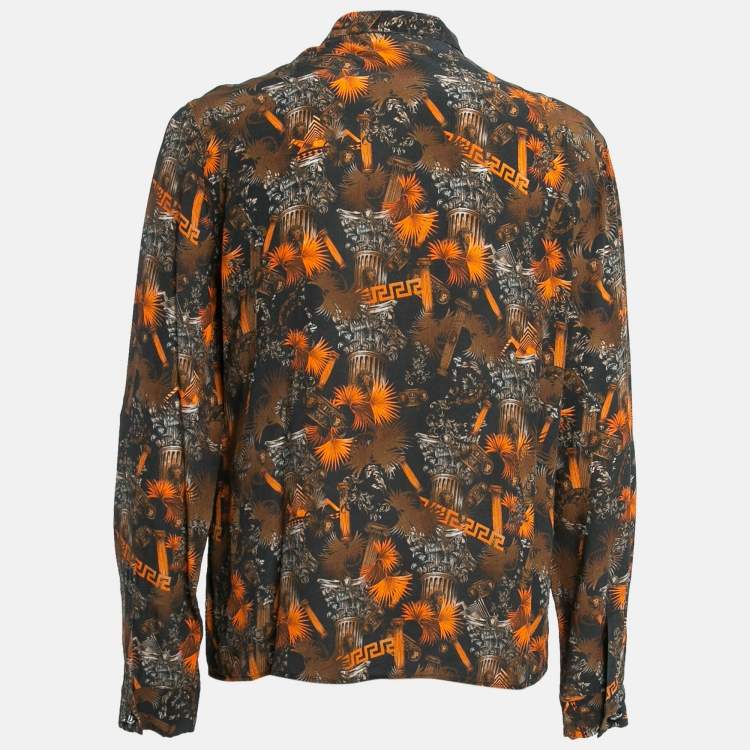 Pre Owned Versus Versace Multicolor Printed Silk Button Front Shirt L
