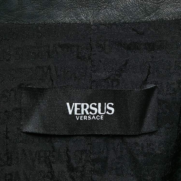Pre Owned Versus Versace Embellished Leather Zip-Up Jacket M