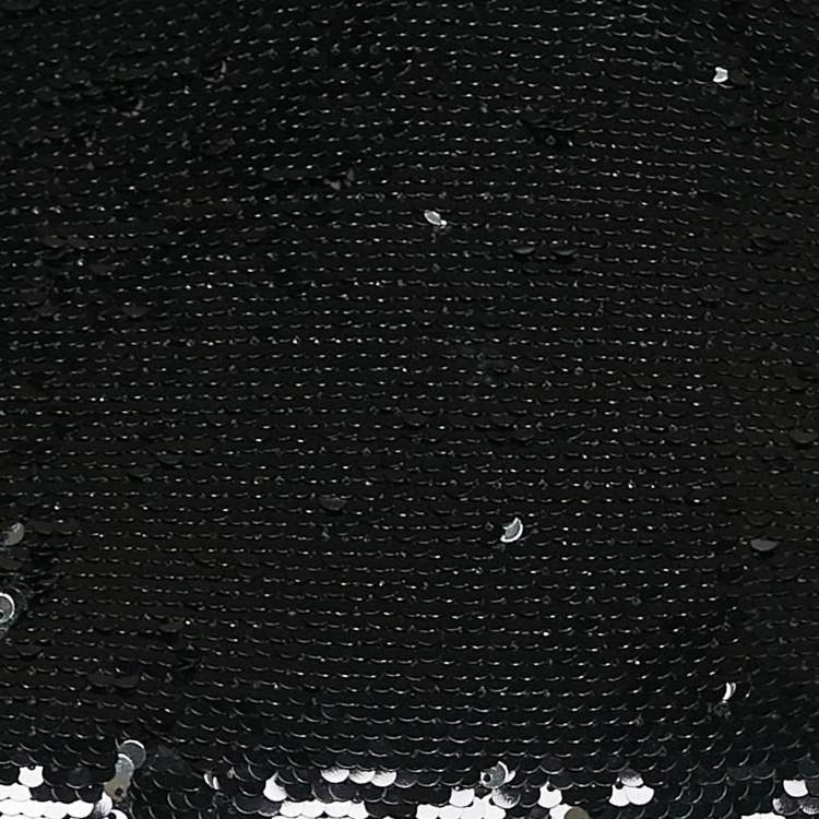 Pre Owned Versus Versace Black Sequin Embellished Mesh High-Neck Mini Dress S