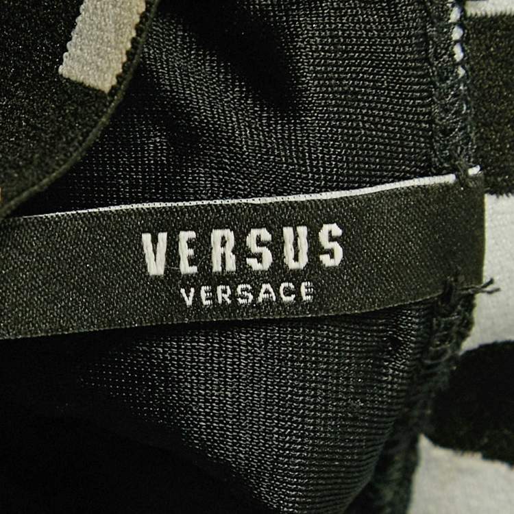 Pre Owned Versus Versace Black Sequin Embellished Mesh High-Neck Mini Dress S