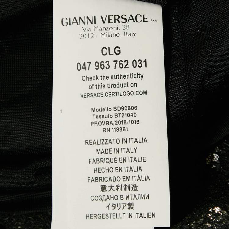 Pre Owned Versus Versace Black Sequin Embellished Mesh High-Neck Mini Dress S