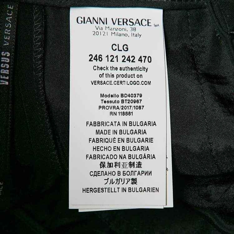 Pre Owned Versus Versace Black Crepe Safety Pin Detail Trousers L