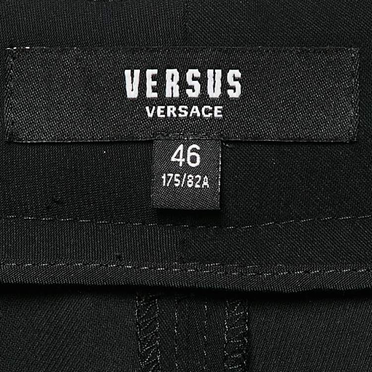 Pre Owned Versus Versace Black Crepe Safety Pin Detail Trousers L