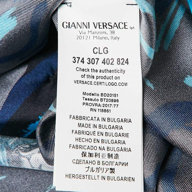 Pre Owned Versus Versace Black/Blue Baroque Print Silk Shirt L