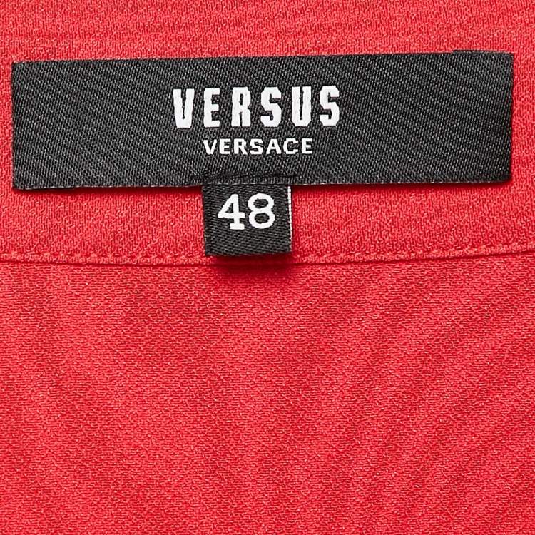 Pre Owned Versus Versace Red Crepe Button Front Shirt L