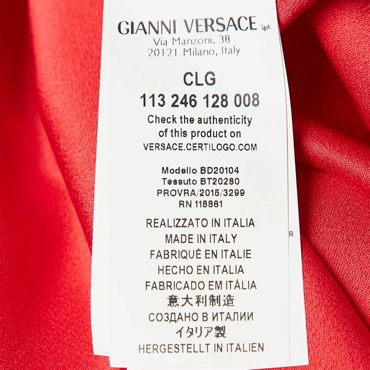 Pre Owned Versus Versace Red Crepe Button Front Shirt L
