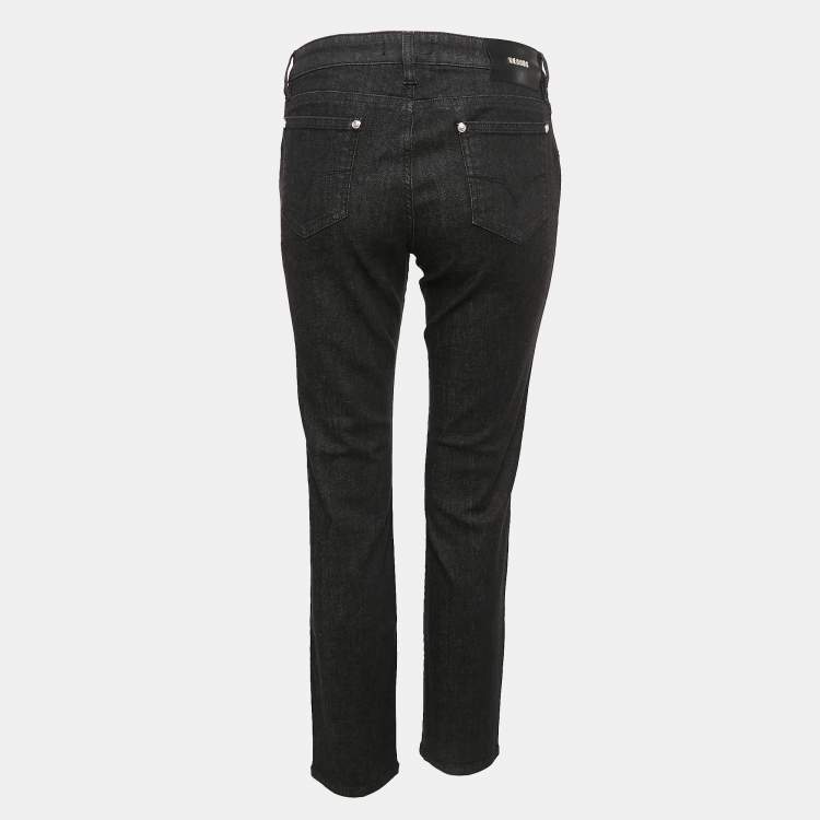 Pre Owned Versus Versace Black Denim Straight Fit Jeans L Waist 31"