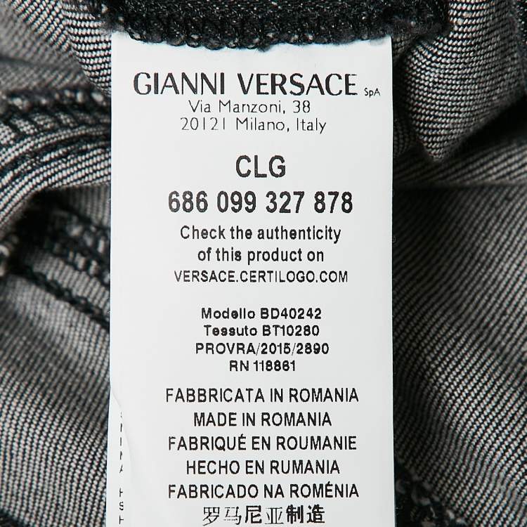 Pre Owned Versus Versace Black Denim Straight Fit Jeans L Waist 31"