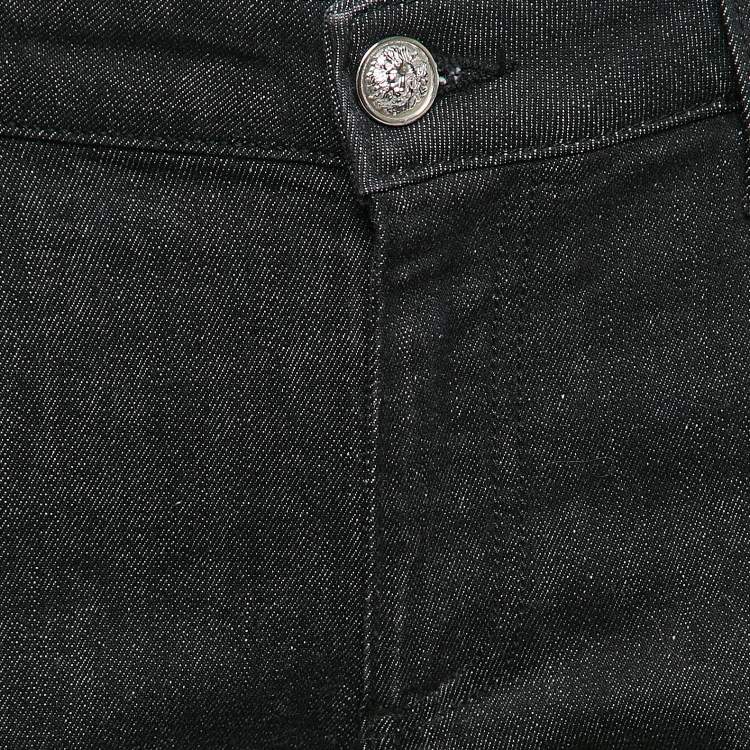 Pre Owned Versus Versace Black Denim Straight Fit Jeans L Waist 31"