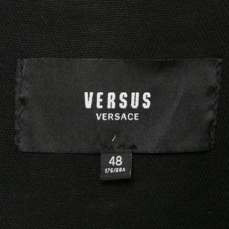Pre Owned Versus Versace Black Distressed Denim Button Detail Jacket L