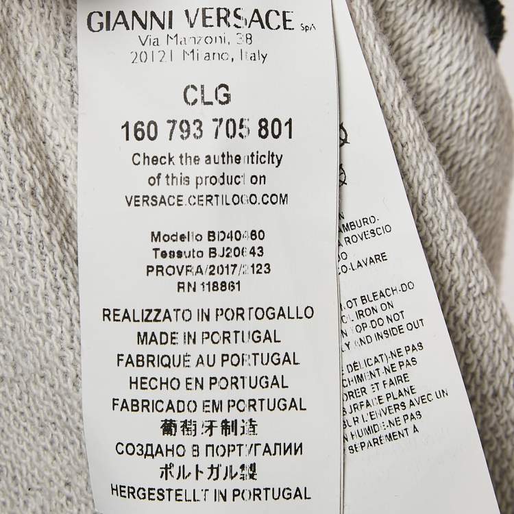 Pre Owned Versus Versace Grey Cotton Zip Detail Track Pants M