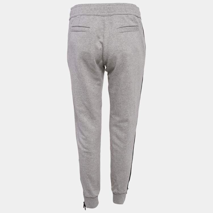 Pre Owned Versus Versace Grey Cotton Zip Detail Track Pants M