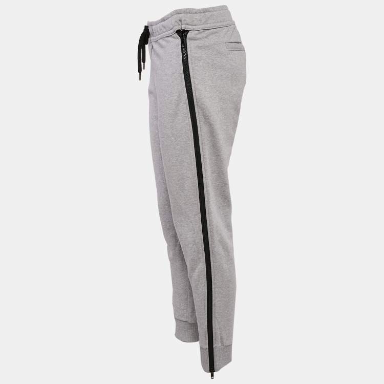 Pre Owned Versus Versace Grey Cotton Zip Detail Track Pants M