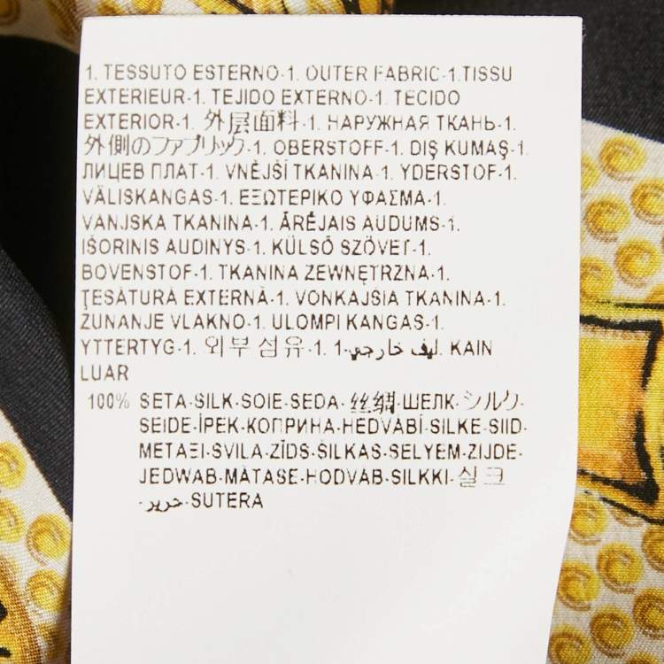 Pre Owned Versus Versace Black/Yellow Baroque Print Satin Silk Shirt M