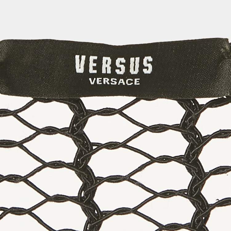 Pre Owned Versus Versace Black Crochet Knit Sheer Top M