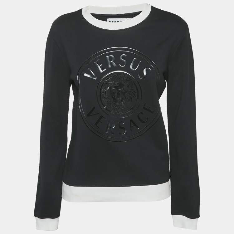 Pre Owned Versus Versace Black Medusa Applique Jersey Sweatshirt M