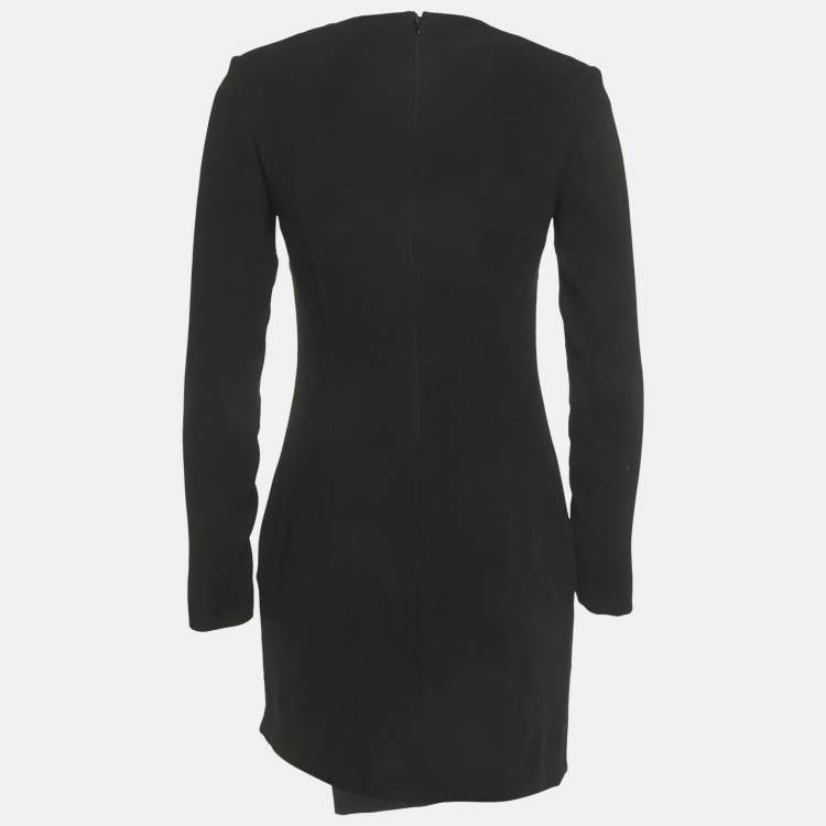 Pre Owned Versus Versace Black Crepe Logo Metal Detail Mini Dress S