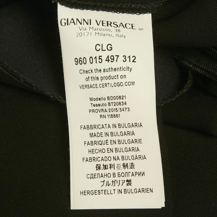 Pre Owned Versus Versace Black Crepe Logo Metal Detail Mini Dress S