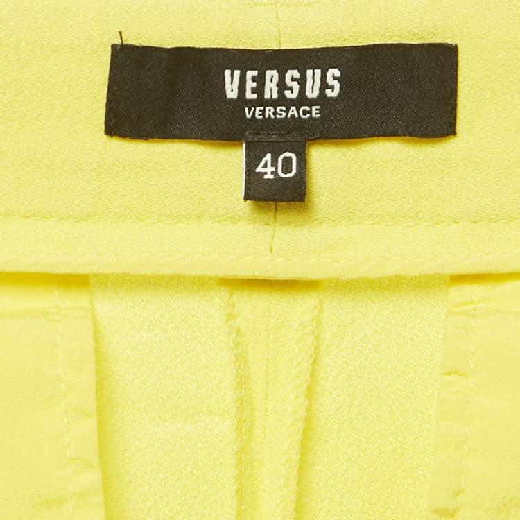 Pre Owned Versus Versace Yellow Crepe Pleated Trousers S