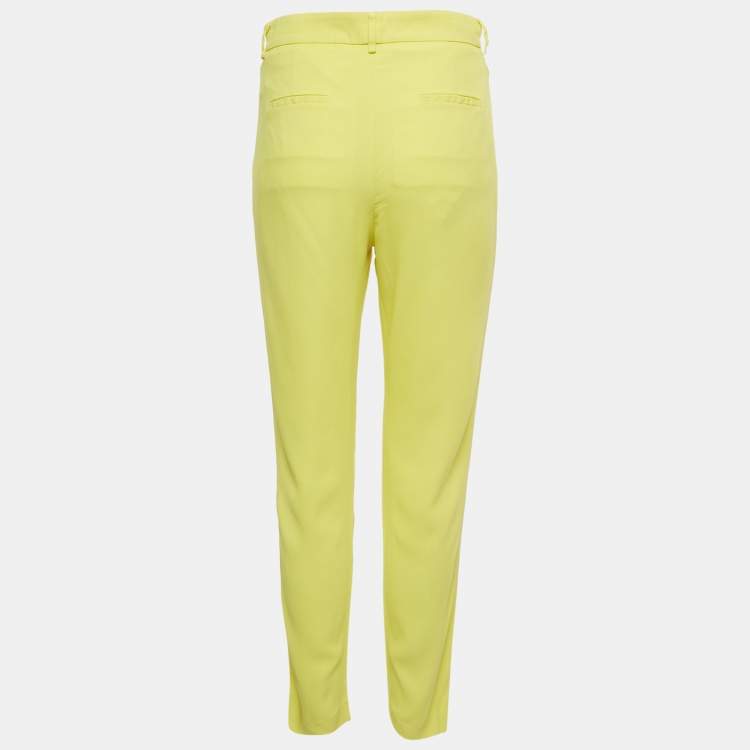 Pre Owned Versus Versace Yellow Crepe Pleated Trousers S