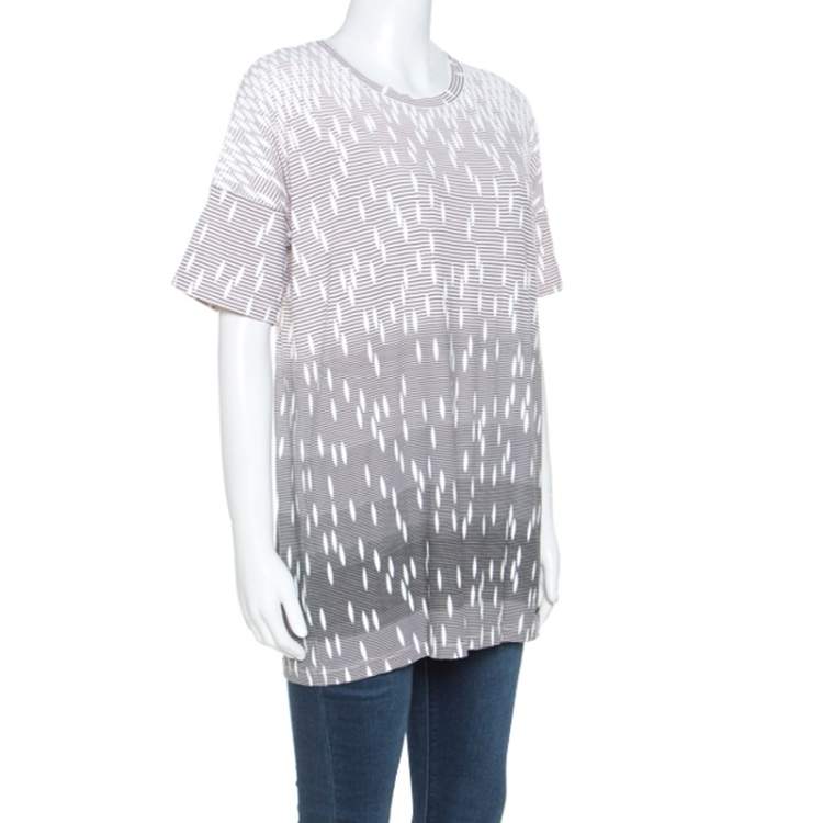 Pre Owned Versus Versace Pale Pink Printed Cut Out Back Detail T-Shirt L