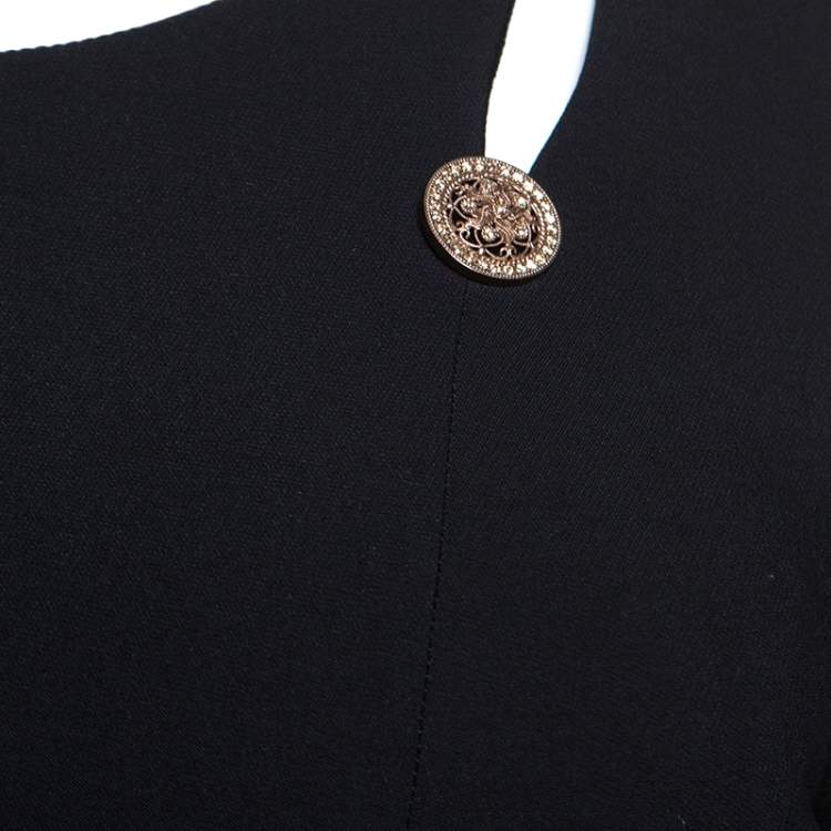 Pre Owned Versace Black Crepe Cut Out Detail Sheath Dress S