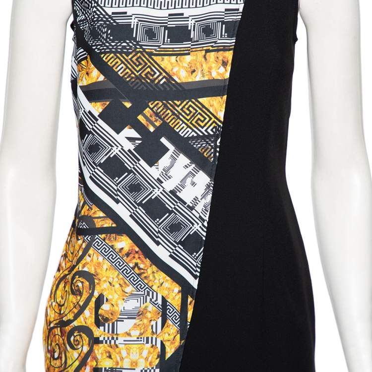 Pre Owned Versus Versace Multicolored Baroque Printed Silk Overlay Detailed Shift Dress S