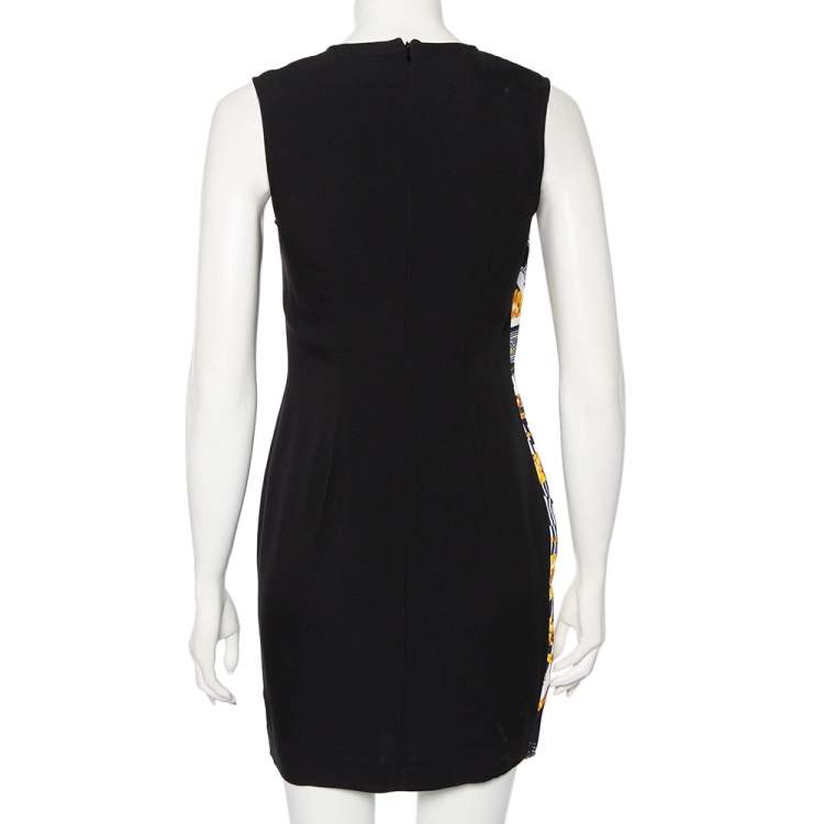 Pre Owned Versus Versace Multicolored Baroque Printed Silk Overlay Detailed Shift Dress S