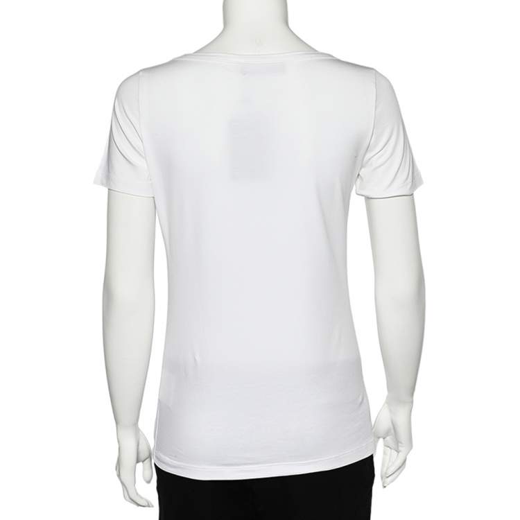 Pre Owned Versus Versace White Logo Embellished Cotton Knit T-Shirt M