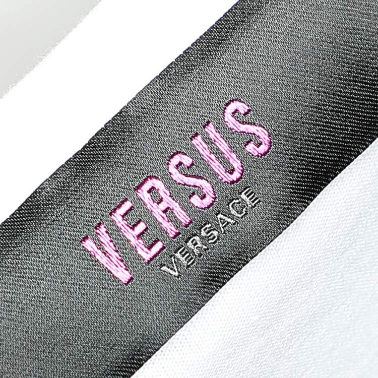 Pre Owned Versus Versace White Logo Embellished Cotton Knit T-Shirt M