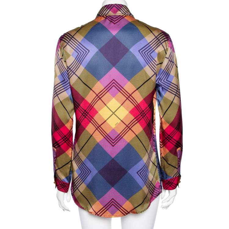 Pre Owned Versus Versace Multicolored Printed Silk Button Front Shirt S