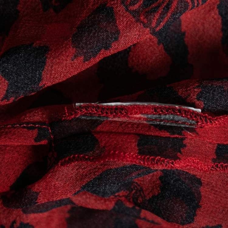 Pre Owned Versus Versace Red Printed Silk Sleeveless Top S