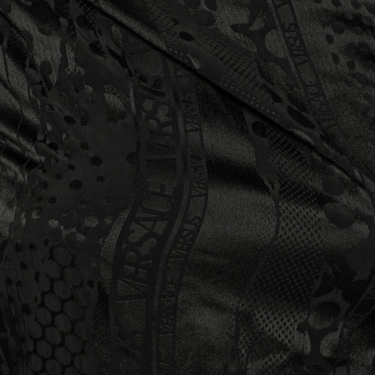 Pre Owned Versus Versace Black Jacquard Textured Crepe Sleeveless Dress S