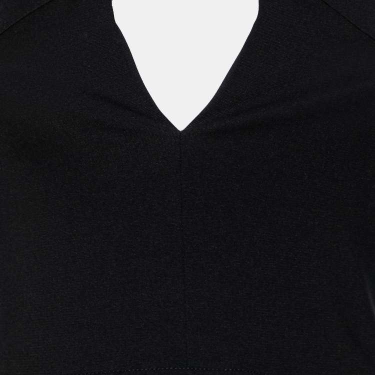 Pre Owned Versus Versace Black Stretch Knit Cross Back Detail Short Dress S