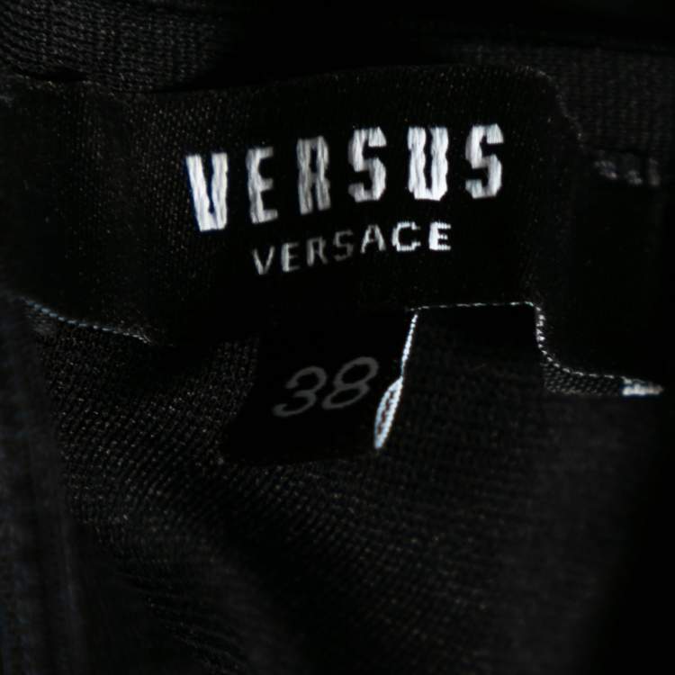 Pre Owned Versus Versace Black Stretch Knit Cross Back Detail Short Dress S